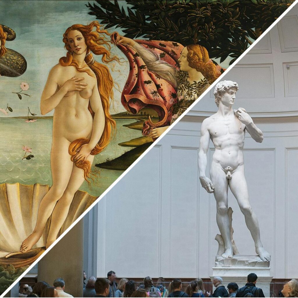 Botticelli's "Birth of Venus" and Michelangelo's "David," highlights of the Uffizi and Accademia Galleries.
